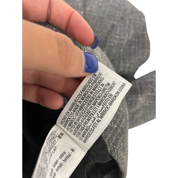 Zara Womens Cropped Blazer Suit Jacket XS Gray Metallic thread 9062/154 NWT - Picture 14 of 16